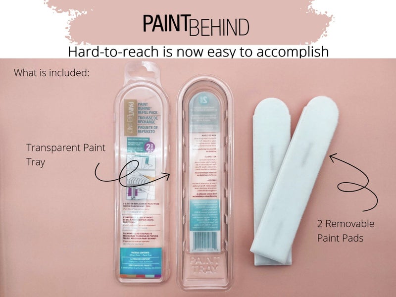Paint Behind Toilet Tool Nylon Brush Pad Refill with Tray - Flat Paint Brush Set for Walls, Behind Toilet and Hard to Reach Areas - Painting Supplies for Home Interior Set - Image 3
